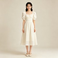 Puff Sleeve Square-Neck Dress Puff Sleeve Square-Neck Dress