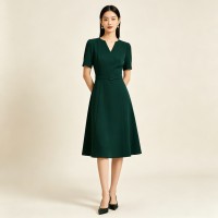 Retro Fitted A-Line Midi Dress