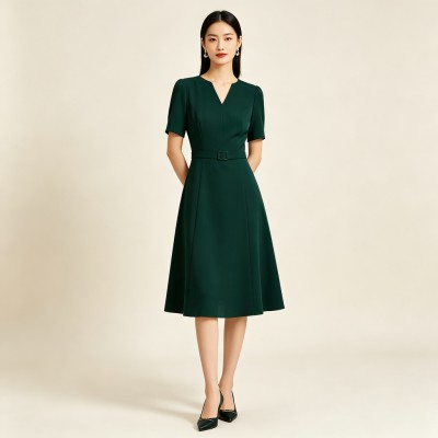 Retro Fitted A-Line Midi Dress