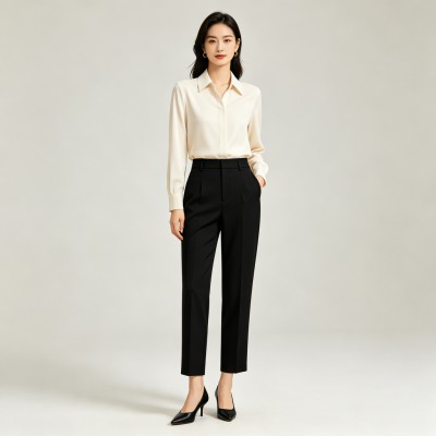 Draped Ankle-Length Trousers