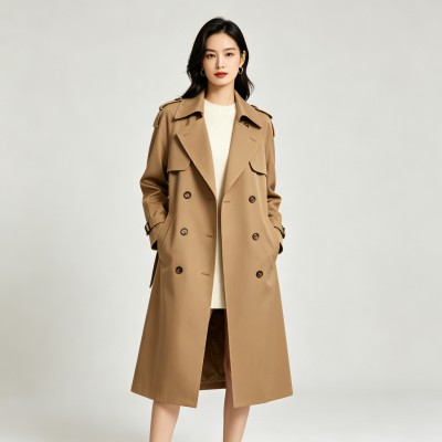 Classic Khaki Double-Breasted Trench Coat