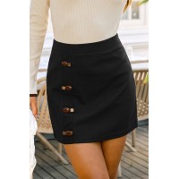 Buttoned Up Black Mini Skirt Buttoned Up Black Mini Skirt