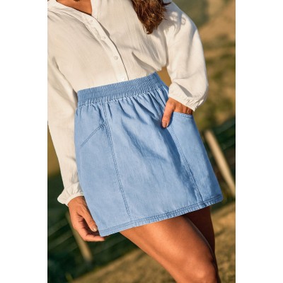 Meet Cute Light Wash Denim Mini Skirt