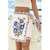 Turquoise Tides Floral Mini Skirt