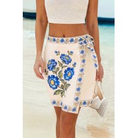 Turquoise Tides Floral Mini Skirt