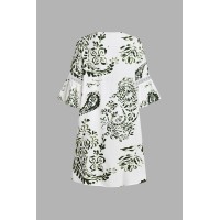Green Paisley V-Neck Mini Dress Green Paisley V-Neck Mini Dress