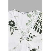 Green Paisley V-Neck Mini Dress Green Paisley V-Neck Mini Dress