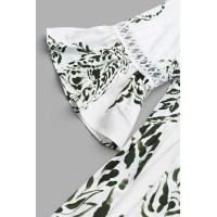 Green Paisley V-Neck Mini Dress Green Paisley V-Neck Mini Dress