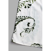 Green Paisley V-Neck Mini Dress Green Paisley V-Neck Mini Dress