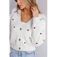 Heart Print Long Sleeve V-Neck Cardigan Heart Print Long Sleeve V-Neck Cardigan