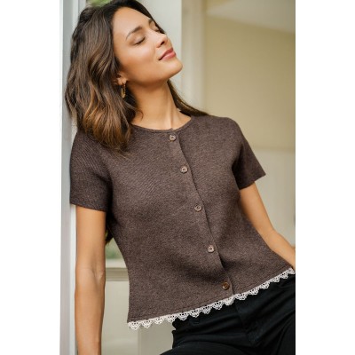 Morning Roast Brown Knit Top